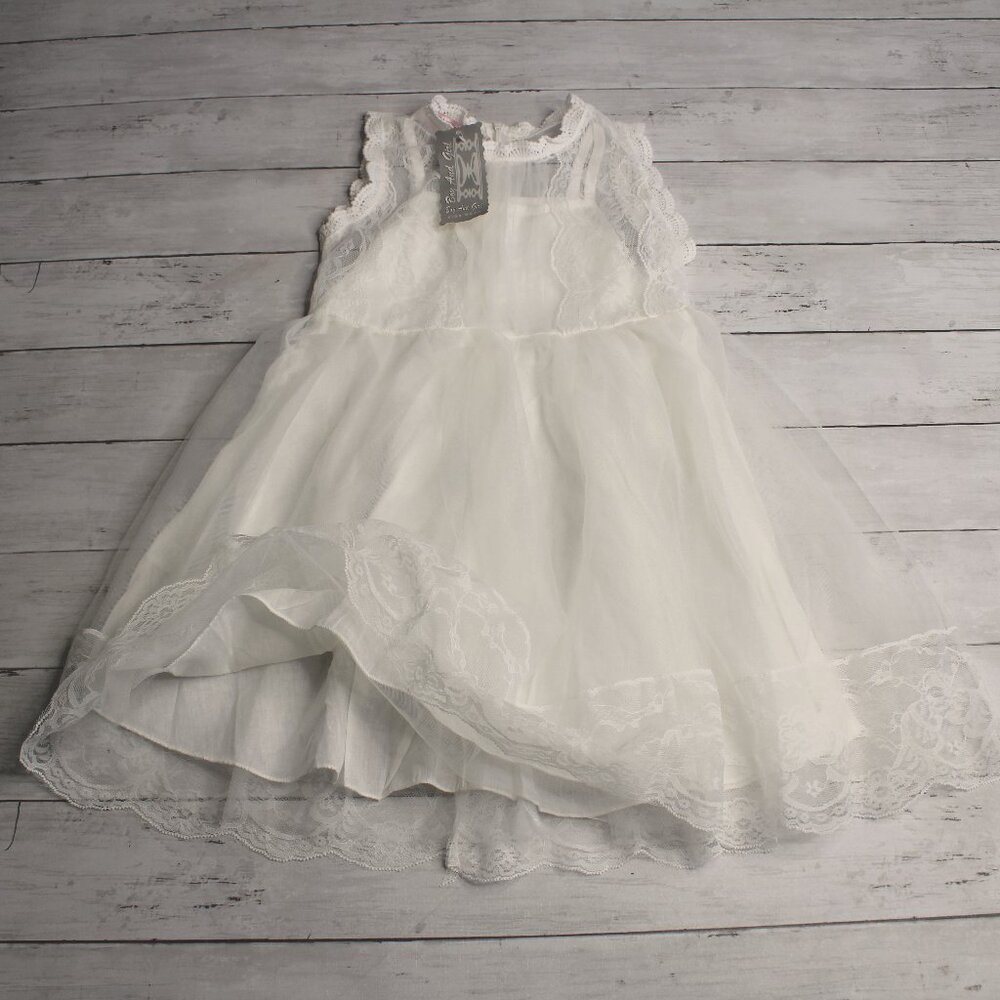 Vintage Girl's White Lace Dress Size 130 5 6 Bridal Special Occasion